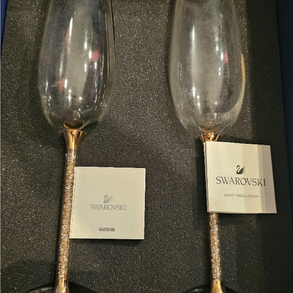 Swarovski Crystal Flutes with Gold Stems